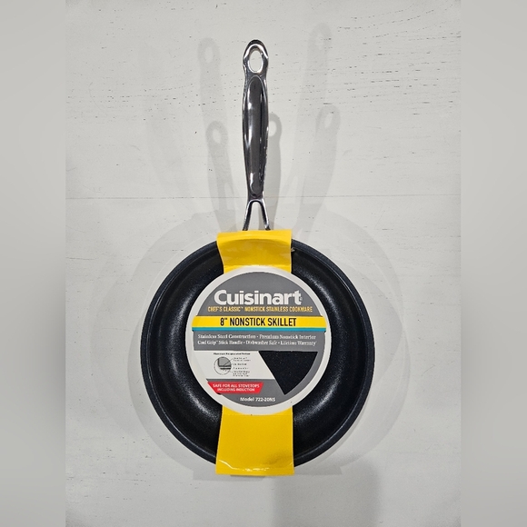 Cuisinart Black Nonstick Skillet with Silver Handle 8" Pan Kitchen Cookware - Picture 1 of 5